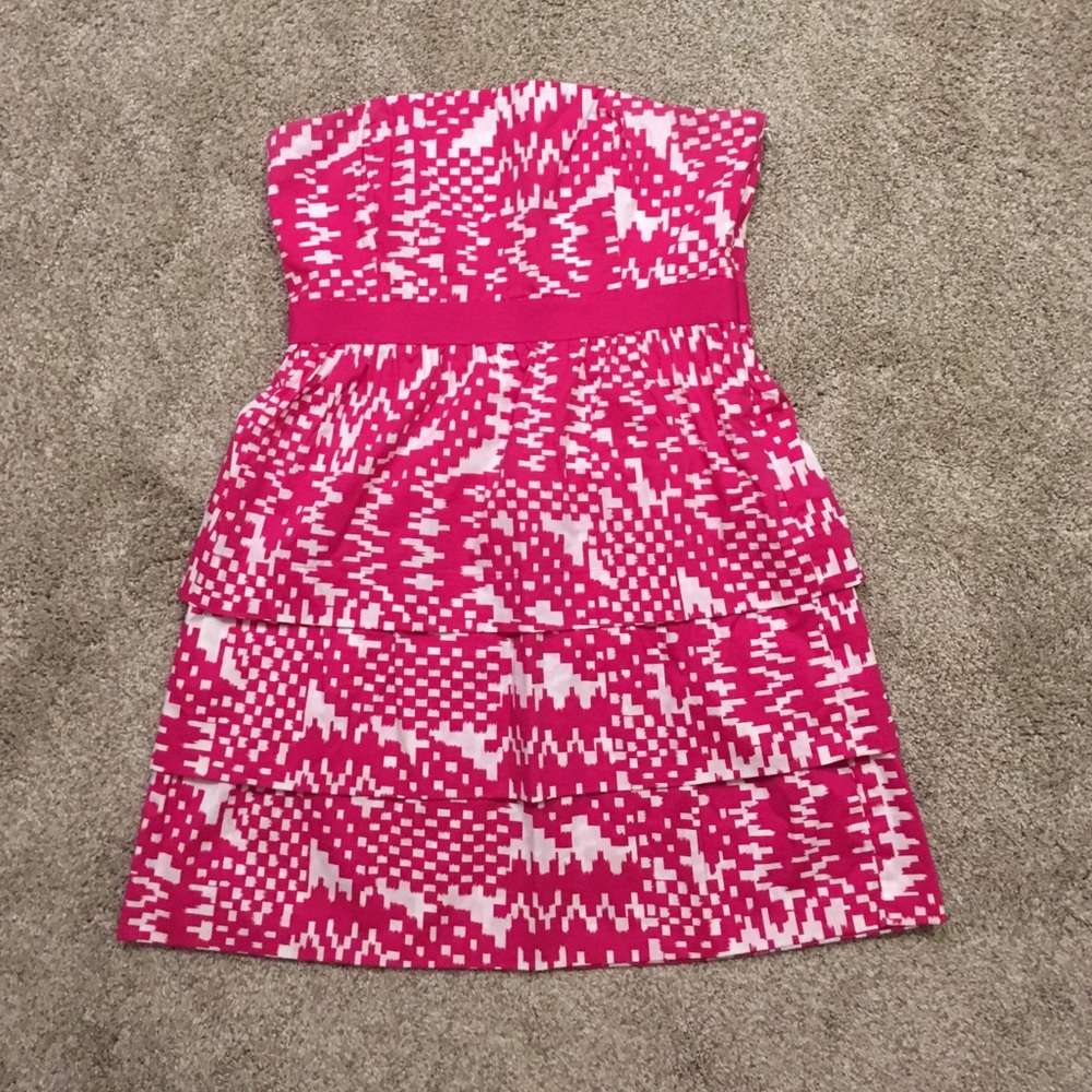 Banana Republic size 14 strapless dress pink and white
